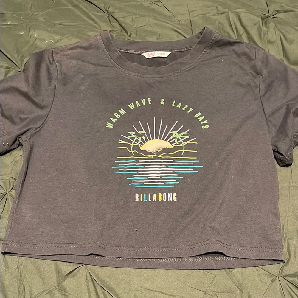 Billabong Black Crop Top with Graphic Design
